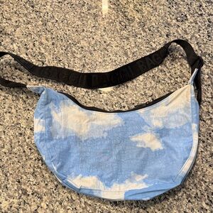 Baggu Medium Crescent Blue and White Crossbody Bag
